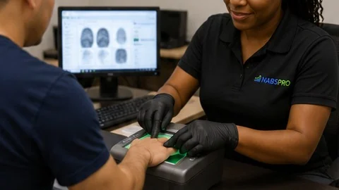 Representative close view of fingerprints being captured on a live scan device