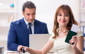 woman showing her passport